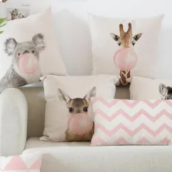Pink printed pillowcase cushion coverKussens