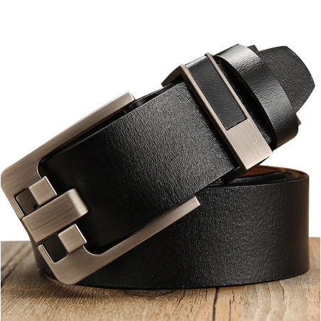 Genuine leather belt with pin buckle