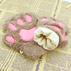 Bear paw mittens plush fingerless glovesHandschoenen