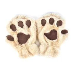 Bear paw mittens plush fingerless glovesHandschoenen