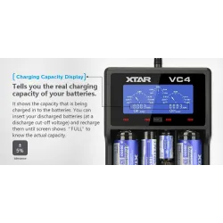 XTAR VC4 battery charger 20700 18650 21700 14650 17335 17670 18490 10440 14500 16340 17500 18350 18500 18700 22650 25500 3265...