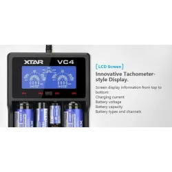 XTAR VC4 battery charger 20700 18650 21700 14650 17335 17670 18490 10440 14500 16340 17500 18350 18500 18700 22650 25500 3265...