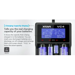 XTAR VC4 battery charger 20700 18650 21700 14650 17335 17670 18490 10440 14500 16340 17500 18350 18500 18700 22650 25500 3265...