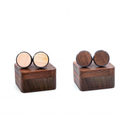 Vintage wooden round cufflinks