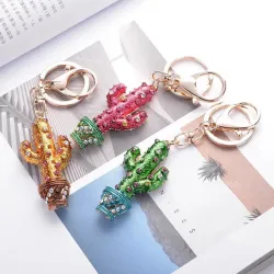 Crystal cactus keychain keyringKeyrings