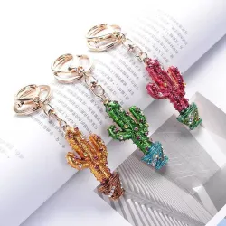 Crystal cactus keychain keyringKeyrings