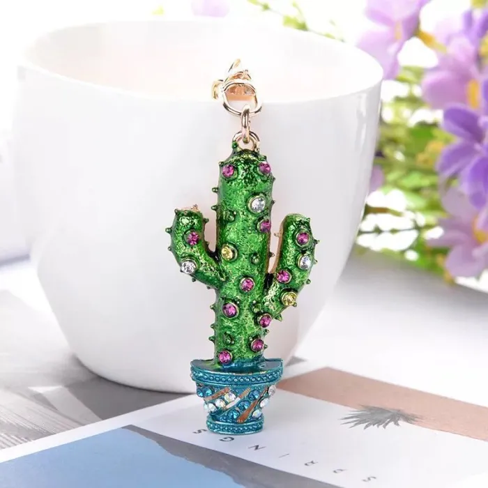 Crystal cactus keychain keyringKeyrings