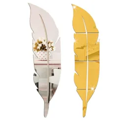 Acrylic feather-shaped mirror wall stickerMuurstickers