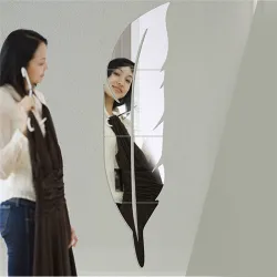 Acrylic feather-shaped mirror wall stickerWall stickers