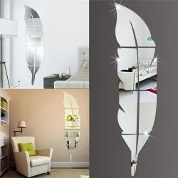 Acrylic feather-shaped mirror wall stickerMuurstickers