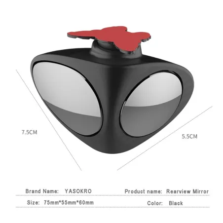 2 in 1 left & right 360 rotation adjustable car rear view mirror