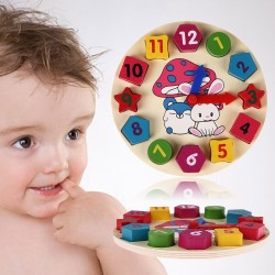 Houten puzzelklok met 12 cijfers speelgoedHouten