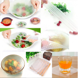 Multifunctional reusable silicone food wrap cover lids 4 pcsKeuken