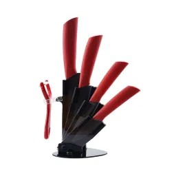 Ceramic knives set - peeler - holderCeramic