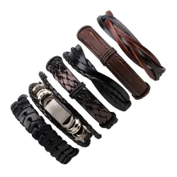 Multilayer lederen punkarmband - unisexArmbanden