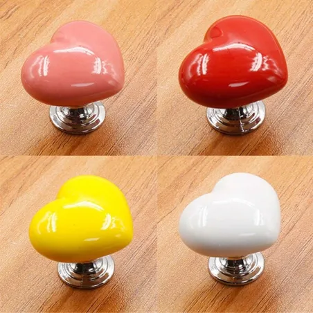 Ceramic heart - furniture handle - knobMeubels