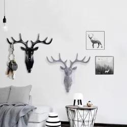 2017 Nieuwe Dier Herten Stags Head Haak Muur Hanger Rack Houder Hars Home Decoratieve Mounted HangerKaarsen & Houders