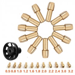 Brass Collet Chuck 0.5/0.8/1.0/1.2/1.6/1.8/2.0/2.2/2.4/3.0/3.2mm + M8*0.75 Dust Blower - Dremel RotaryBits & boren