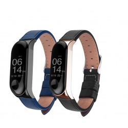 Lederen band voor Xiaomi Mi Band 3 - 4 horloge