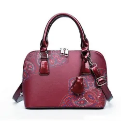 Leather bag with floral printHandtassen
