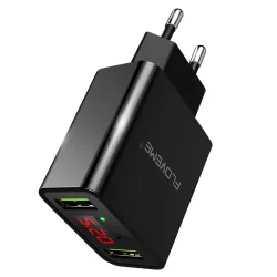 Smart dual USB - Led digital charging adapter for iPhone Samsung Xiaomi - EU plugOpladers