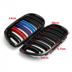 Front bumper grill - 2 line slat M color 3 colors for BMW 3 Series E46 4-door 2 pcsRoosters