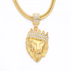 Luxury chunky gold punk lion head pendant necklaceKettingen