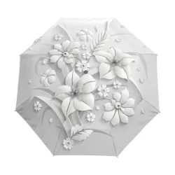 Fully automatic umbrella with 3D floral print - UV protectionOutdoor & Camping
