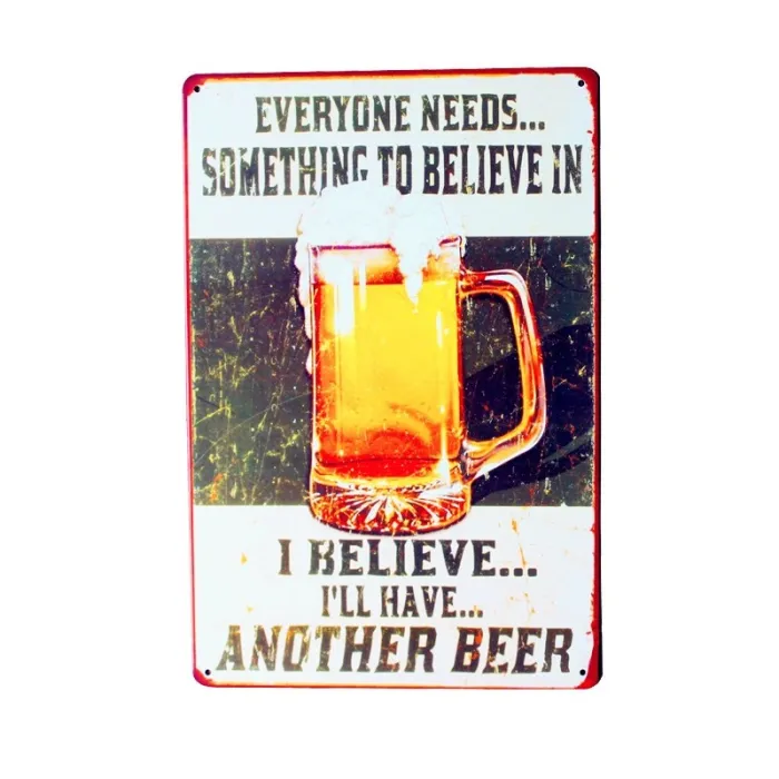 SAVE WATER DRINK BEER vintage metal poster - wall stickerPlaten & Borden