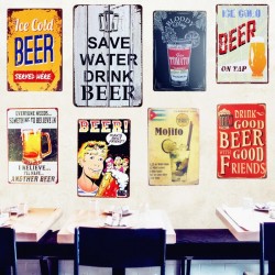 SAVE WATER DRINK BEER vintage metal poster - wall stickerPlaten & Borden