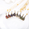 National wind crystal drop gem peacock pendant earrings - jewelry setSieradensets