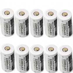 CR123A 16340 - 2200mAh 3.7V - rechargeable battery 10 pieces