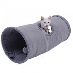 Opvouwbare suede tunnel voor huisdieren met bal en stalen frameSpeelgoed