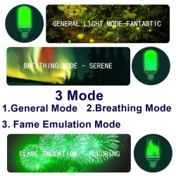 3W 5W 9W - E27 E26 E14 E12 Led 85-265V - bulb with fire effect - greenE27