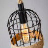 Retro iron hanging lamp with hand knitted rope - lights in cageWall lights