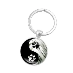 Yin Yang - glazen ronde sleutelhangerSleutelhangers
