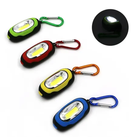 Mini COB LED Zaklamp met 3 standen en karabijnhaakSleutelhangers