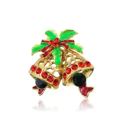 Christmas crystal brooch with jingle bellKerstmis