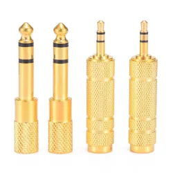 1/4 "6,35 mm jack stereo verguld - 6,5 mm tot 3,5 mm - audio-adapter - converter voor hoofdtelefoon - microfoon 4 stuksPluggen