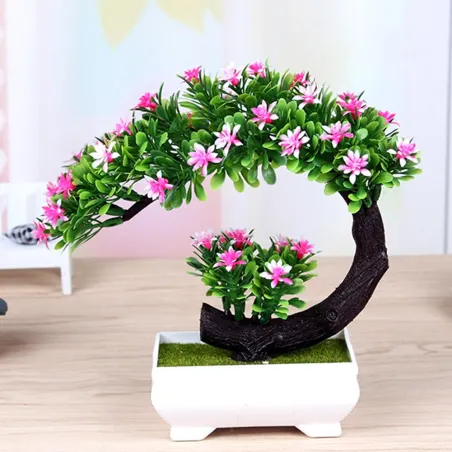 Japanese pink & purple flowers - artificial bonsai potKunstbloemen