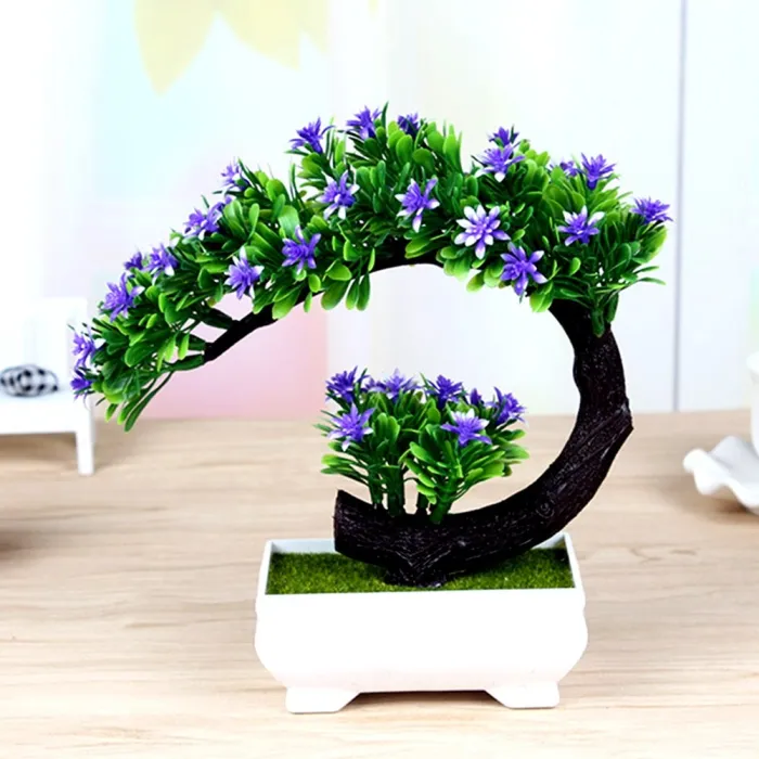 Japanese pink & purple flowers - artificial bonsai potKunstbloemen