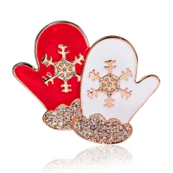 Kersthandschoenen - kristallen brocheBroches