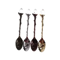 Vintage carved tea & dessert spoon with crystalBestek