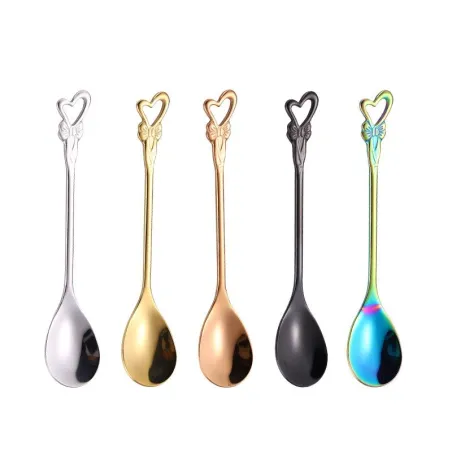 Heart & flower shape stainless steel spoon for tea & dessertsBestek
