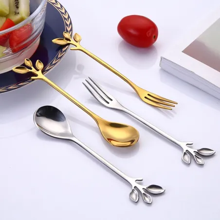 Bladvormig handvat - theelepel & vork voor thee - koffie & dessertsBestek