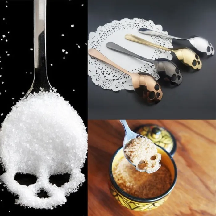 Skull shaped stainless steel spoon for tea & coffee & dessertsBestek