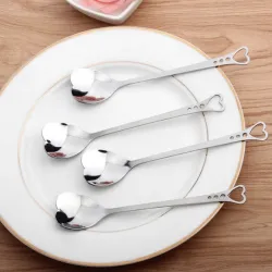 Hartvormige roestvrijstalen theelepels voor thee & koffie & desserts 10 stuksBestek