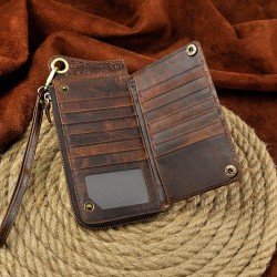 Dragon design - multifunction leather wallet with strap & zipperWallets
