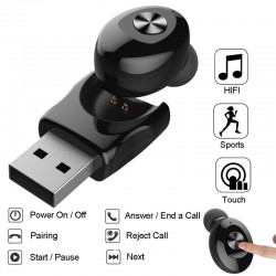 5.0 mini Bluetooth-oortelefoon - draadloze oordopjes met opladen via USB