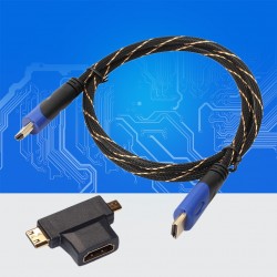 1m - 3m - multifunctional mini HDMI to micro HDMI cable with mini adapter - setKabels